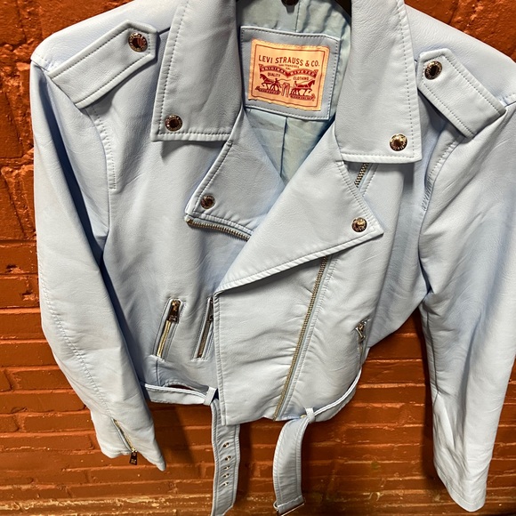 Levi County Blue Moto jacket size large fits size 10 new with out Tags. - Picture 7 of 11